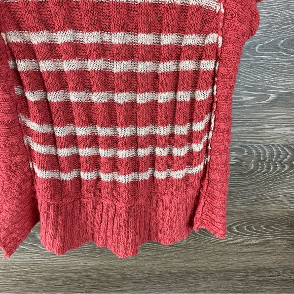 Free People Terracotta chunky knit linen blend split sleeve sweater size S - Picture 6 of 11